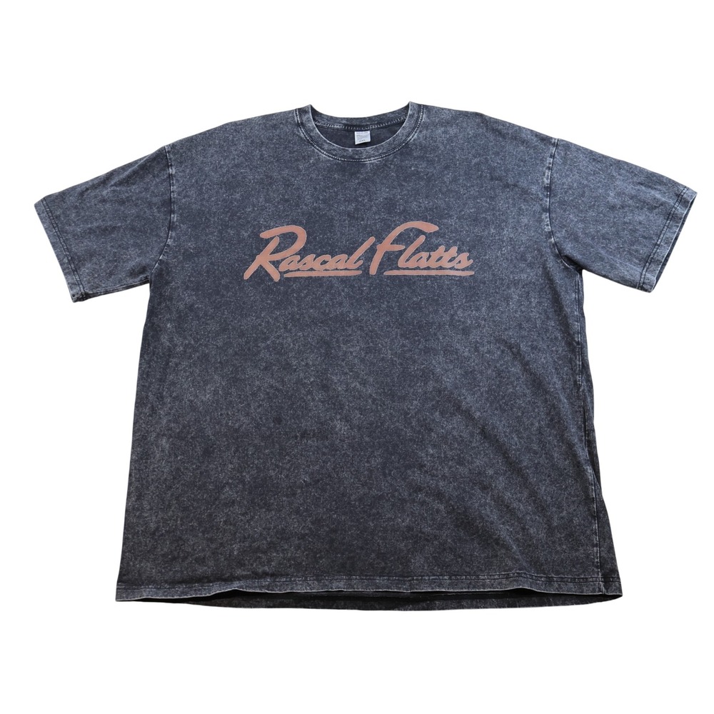 Rascal Flatts Mens 2XL T-Shirt Charcoal Acid Wash Graphic Band Tee Short Sleeve